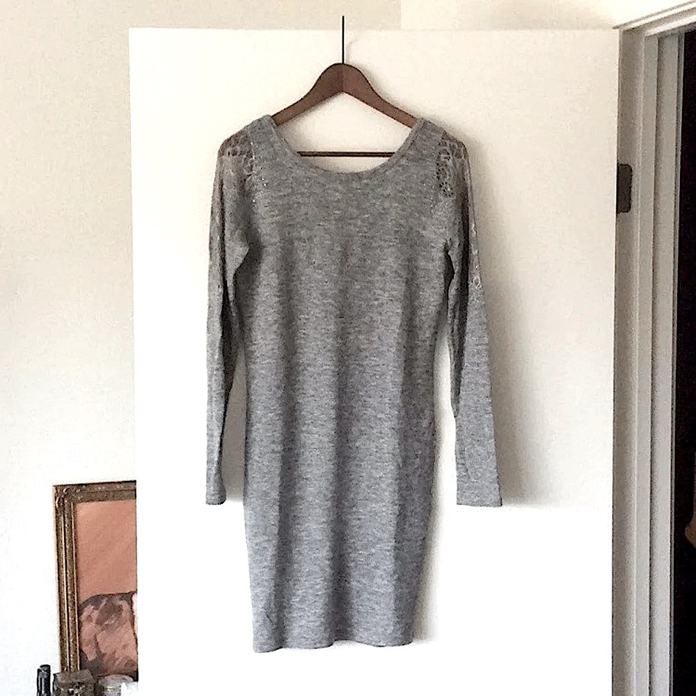 NWOT BEDO Heather Gray Stretch Sweaterdress, S
